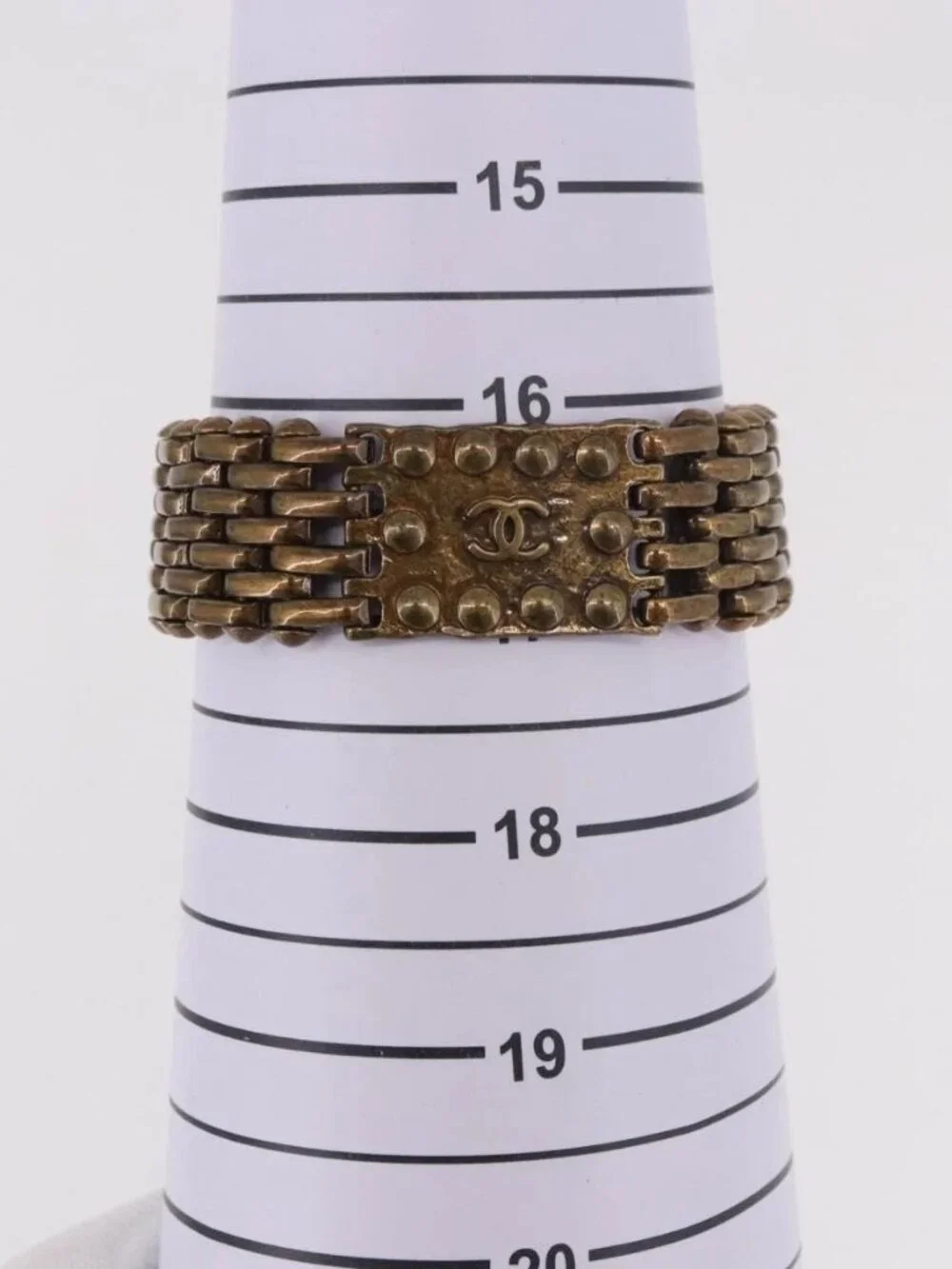 CHANEL Bracelet Metal Gold Tone CC Auth BA13634M